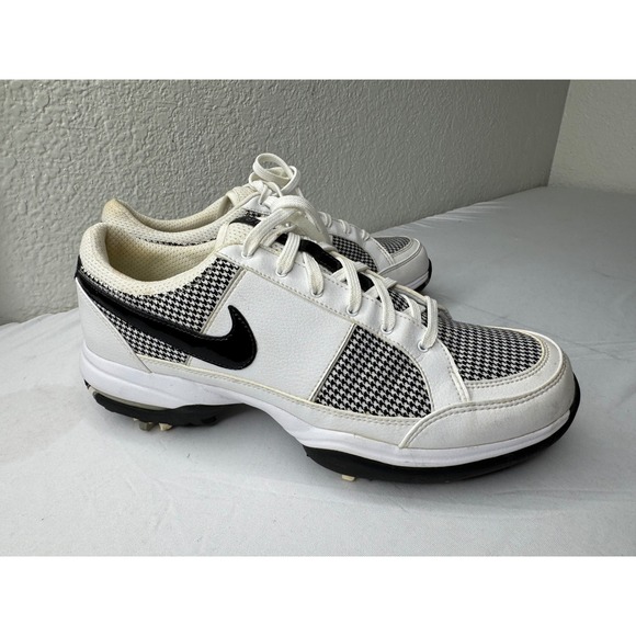 Nike Other - Nike Air Golf Shoes White Black Houndstooth Spiked 317626-101 Mens 8.5